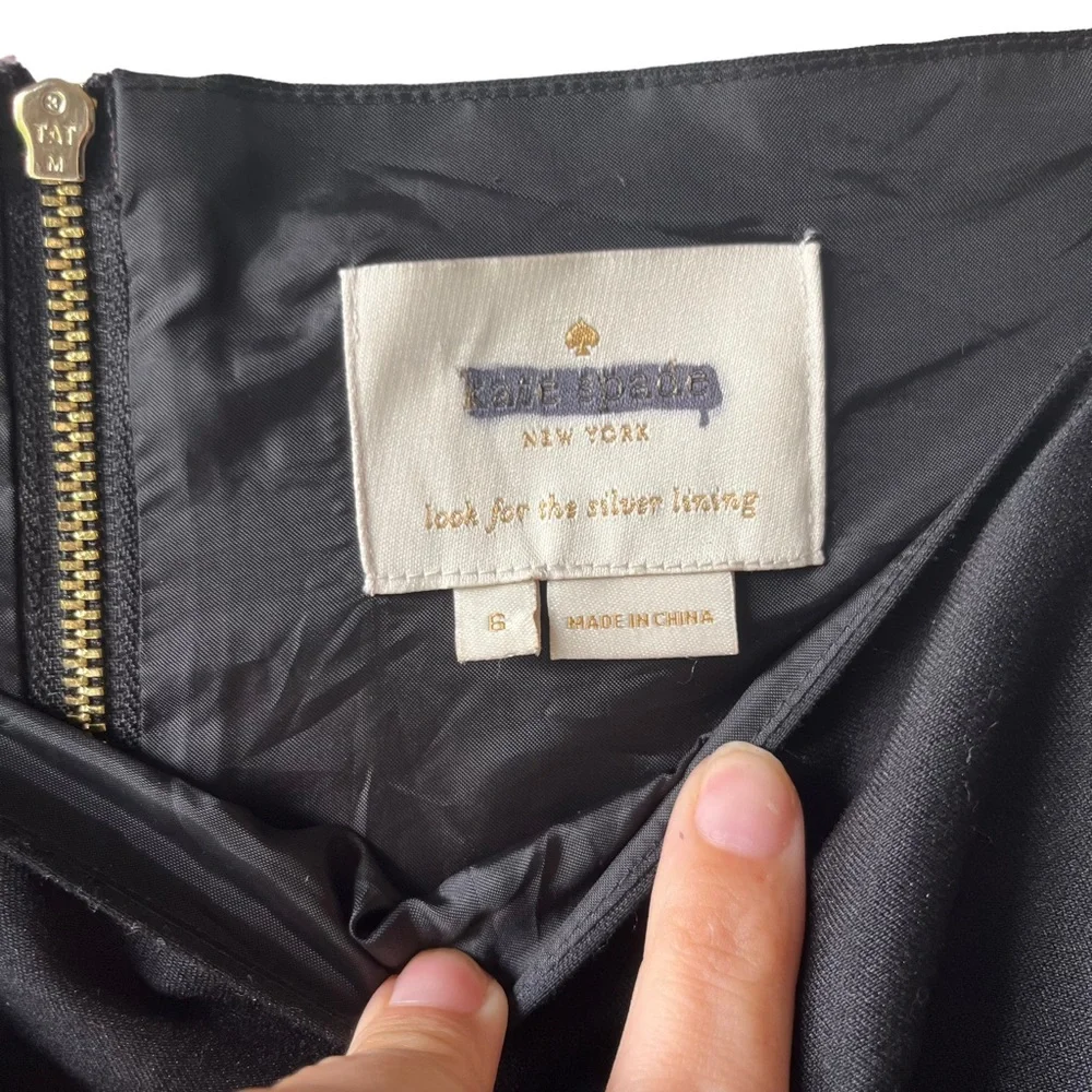 Kate Spade Black Sleeveless Lace Panel Fit and Flare Dress, Size: 6 - Picture 4 of 10